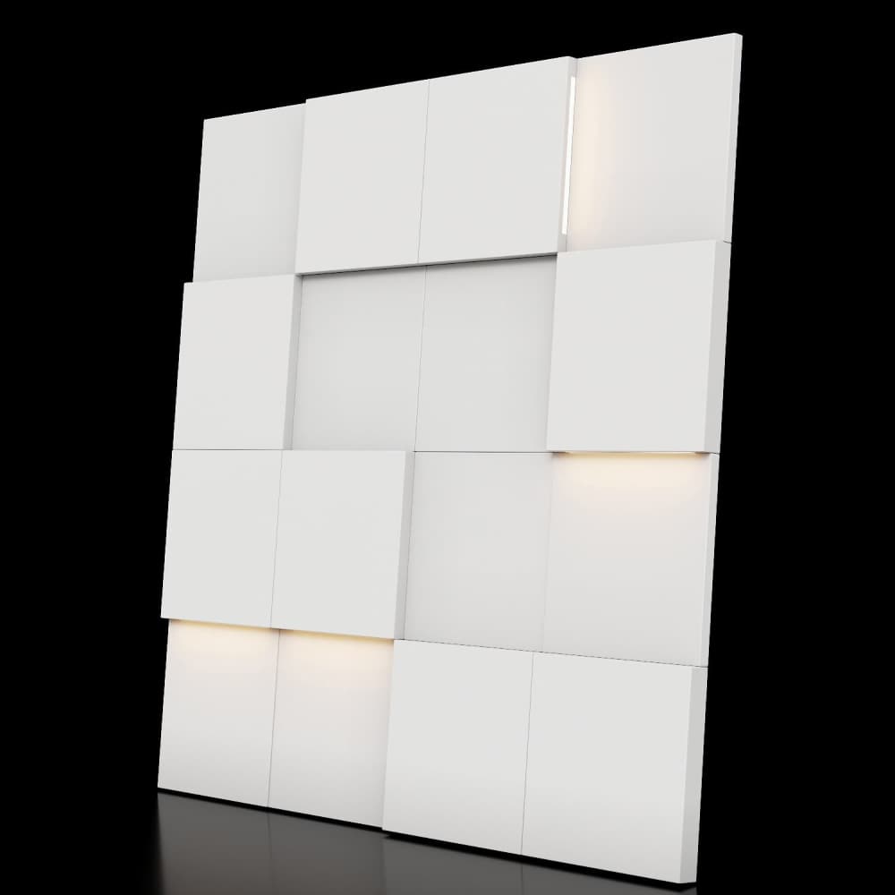 Модульная стеновая панель с 3D и LED подсветкой МИЛК / PIXEL