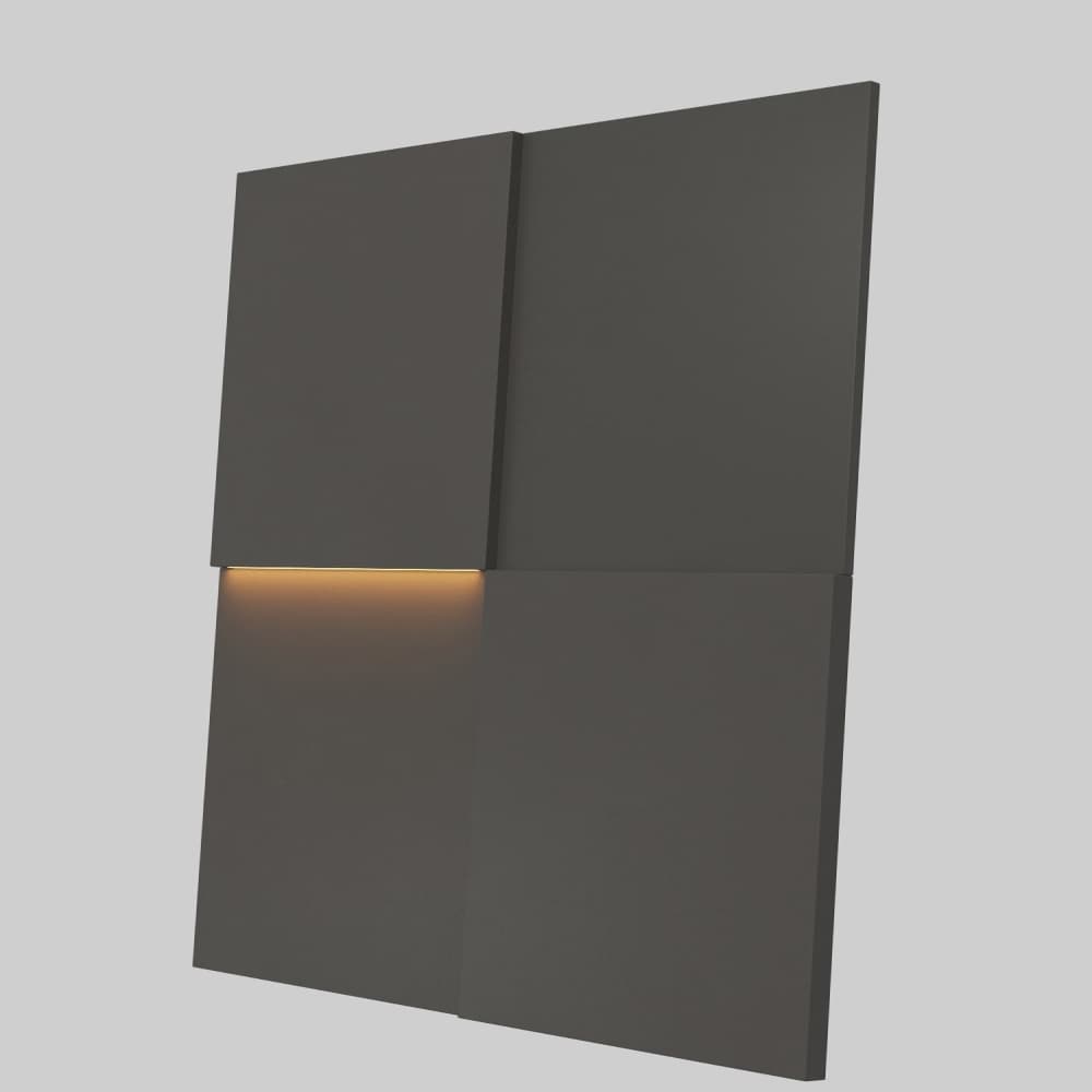 Модульная стеновая панель с 3D и LED подсветкой ДАРК ГРЕЙ / QUADRO