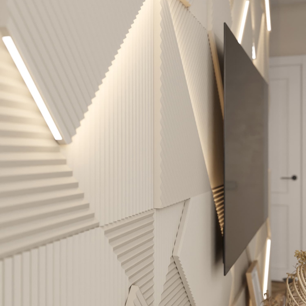 Модульная стеновая панель с 3D и LED подсветкой АМАРОК / CRYSTAL