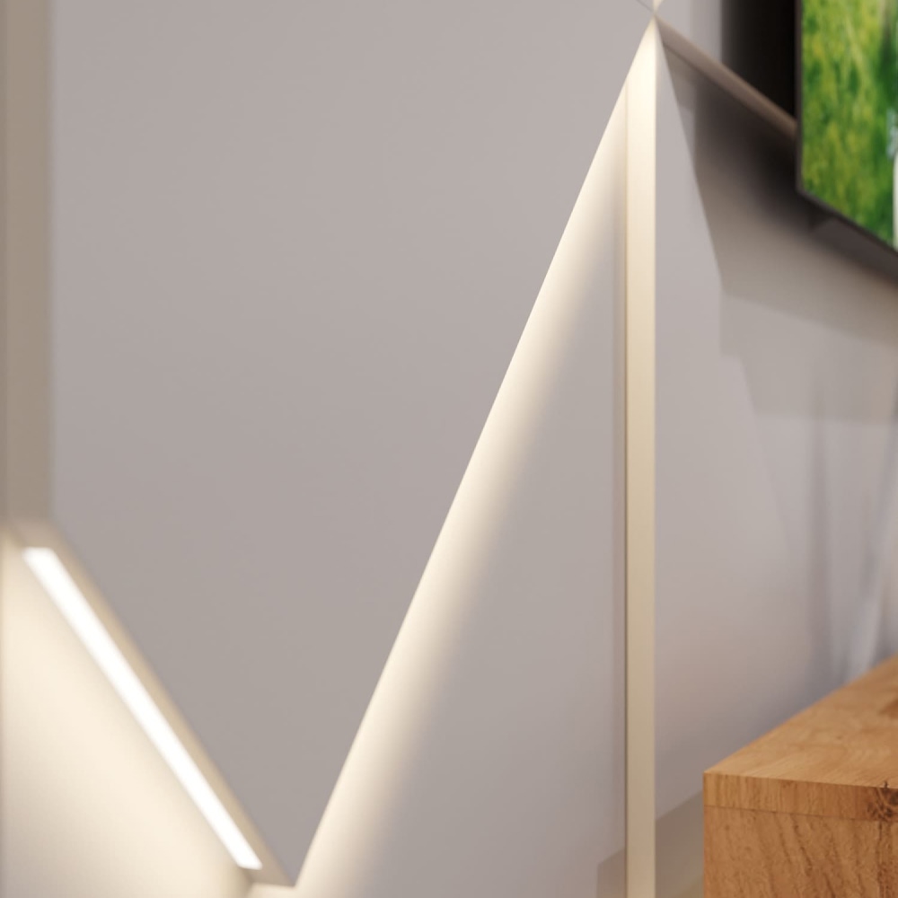 Модульная стеновая панель с 3D и LED подсветкой МИЛК / FRACTO