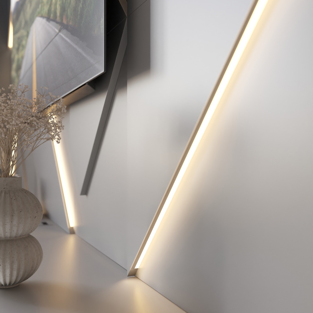 Модульная стеновая 3D панель с LED подсветкой КВАРЦ / FRACTO