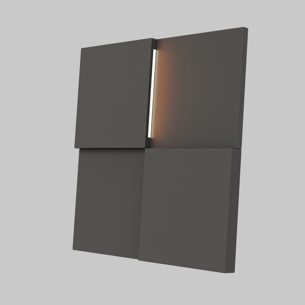 Модульная стеновая панель с 3D и LED подсветкой ДАРК ГРЕЙ / PIXEL