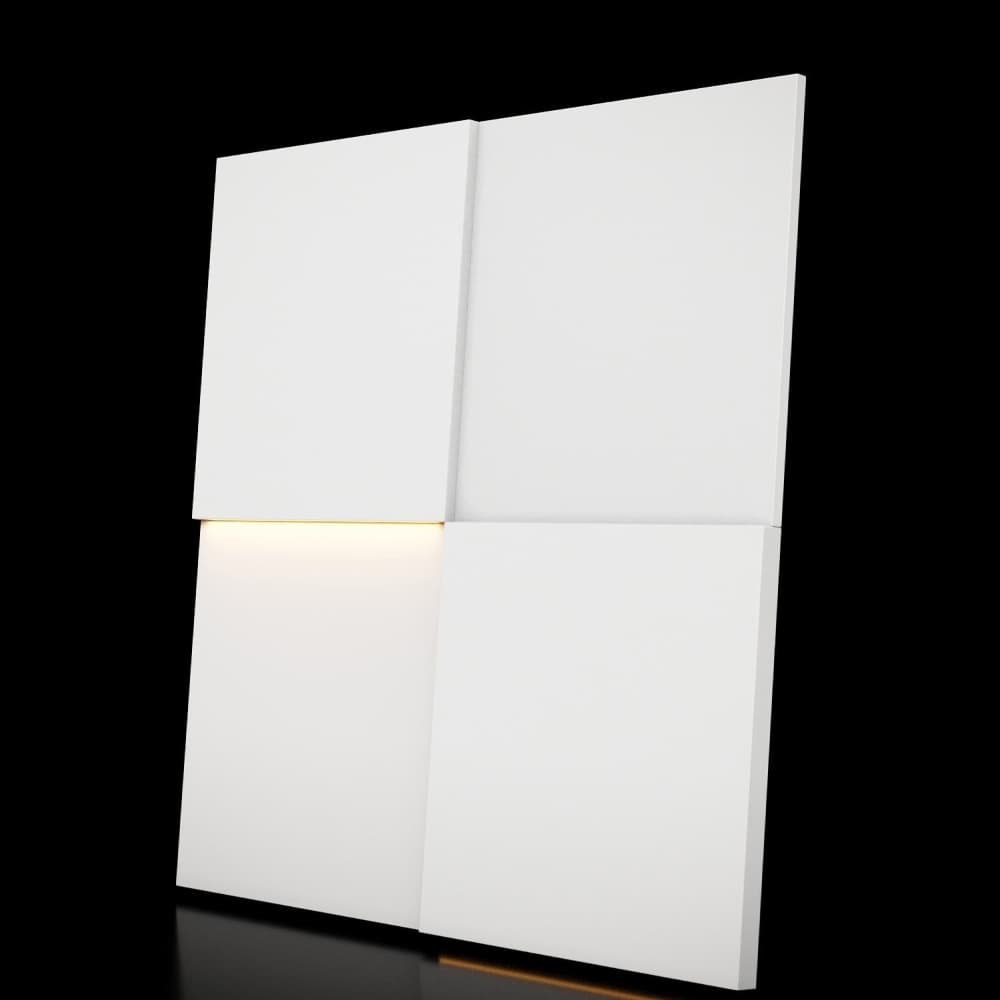 Модульная стеновая панель с 3D и LED подсветкой МИЛК / QUADRO