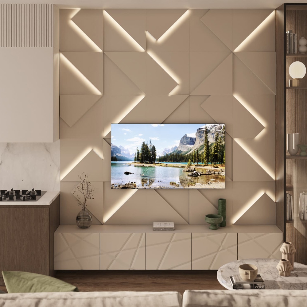 Модульная стеновая панель с 3D и LED подсветкой АМАРОК / FRACTO