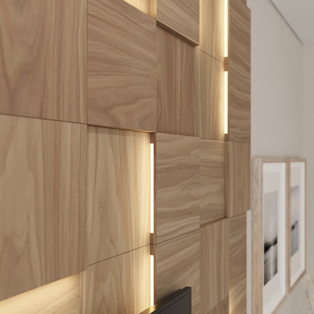 Модульная стеновая панель с 3D и LED подсветкой ОРЕХ / PIXEL