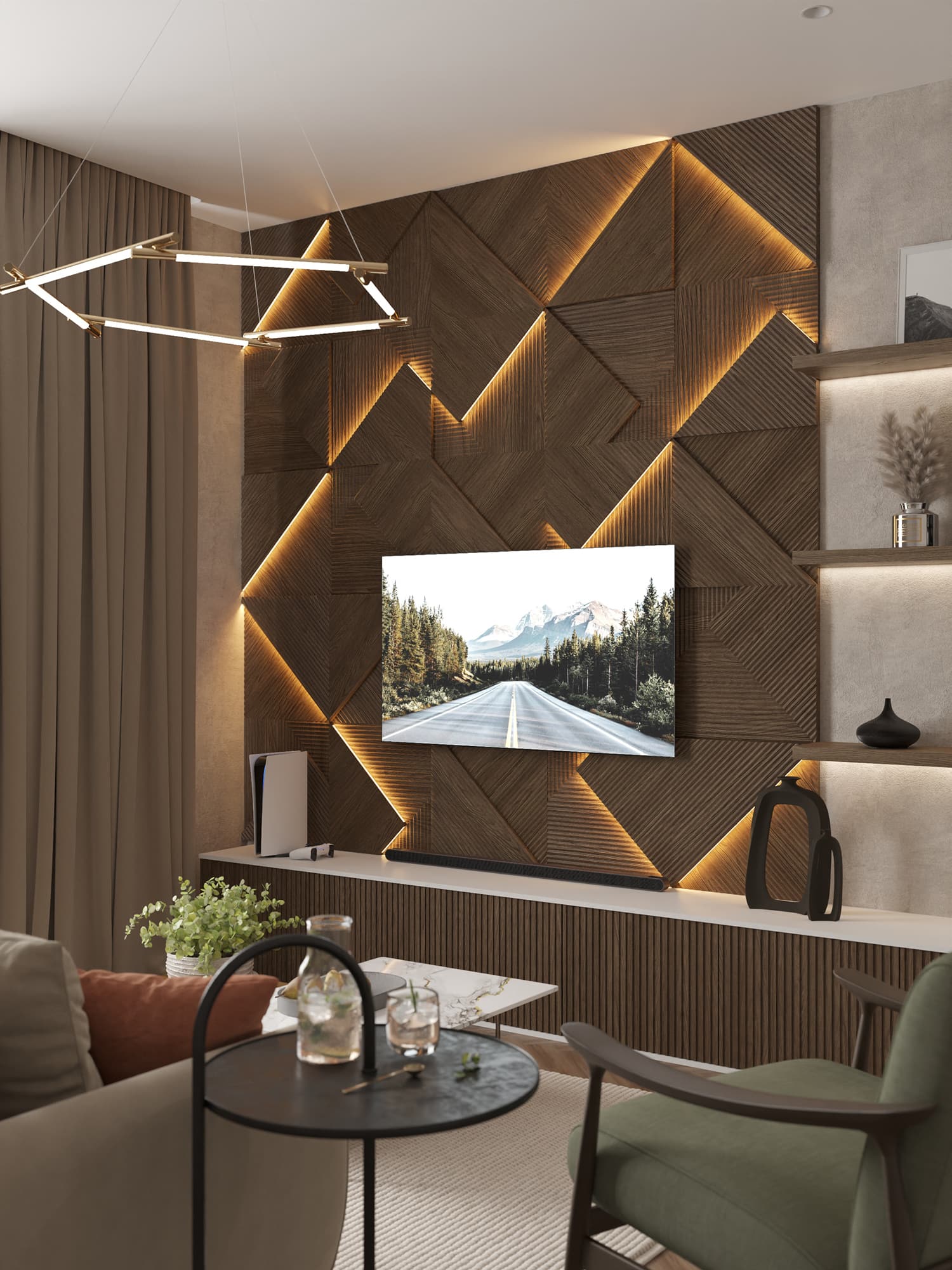 Стеновые 3D панели "Дуб какао" / CRYSTAL