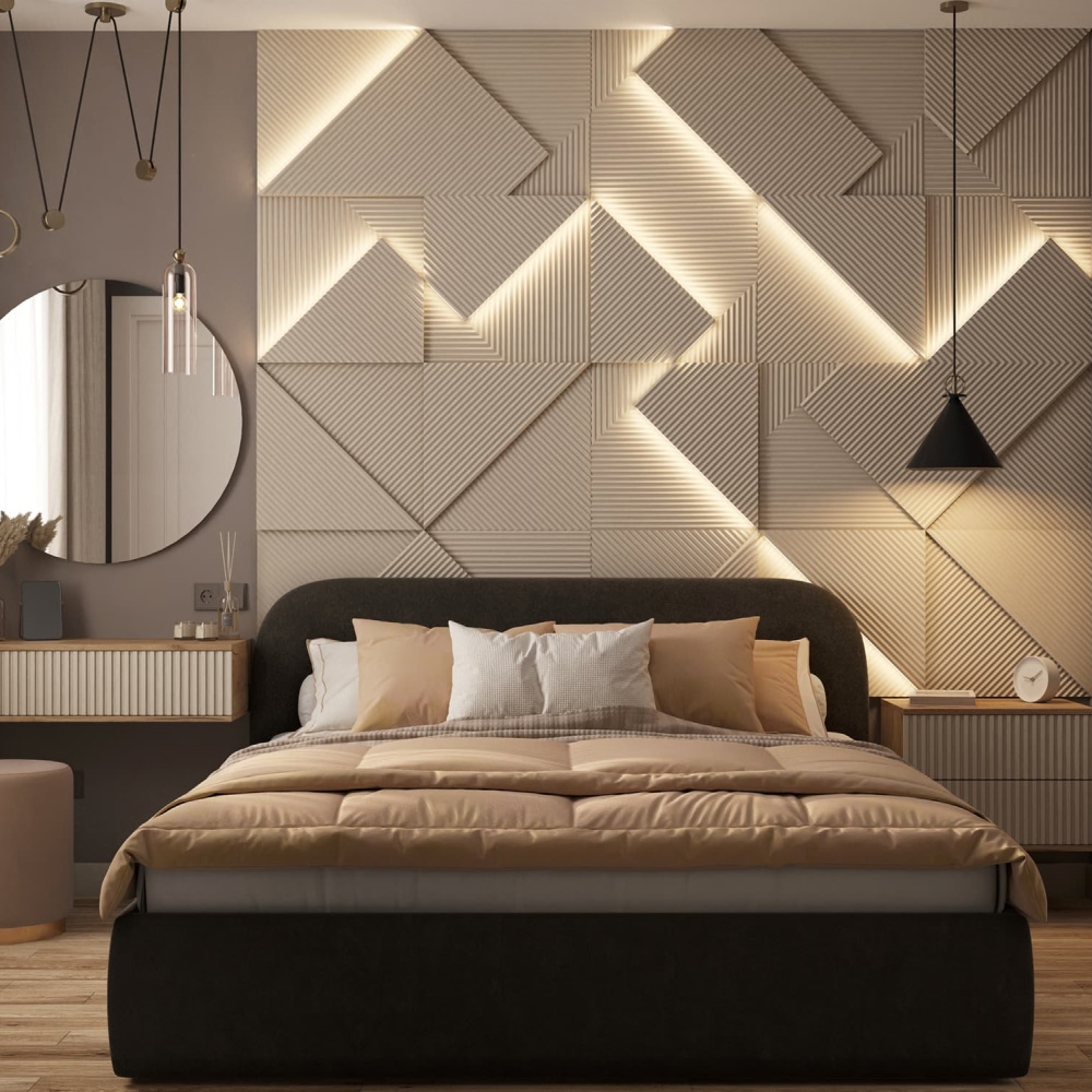Модульная стеновая панель с 3D и LED подсветкой АМАРОК / CRYSTAL