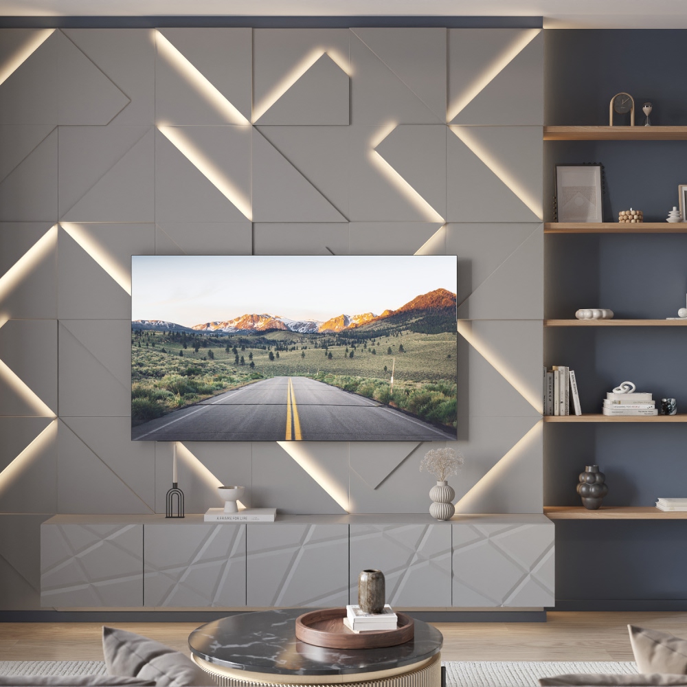 Модульная стеновая 3D панель с LED подсветкой КВАРЦ / FRACTO