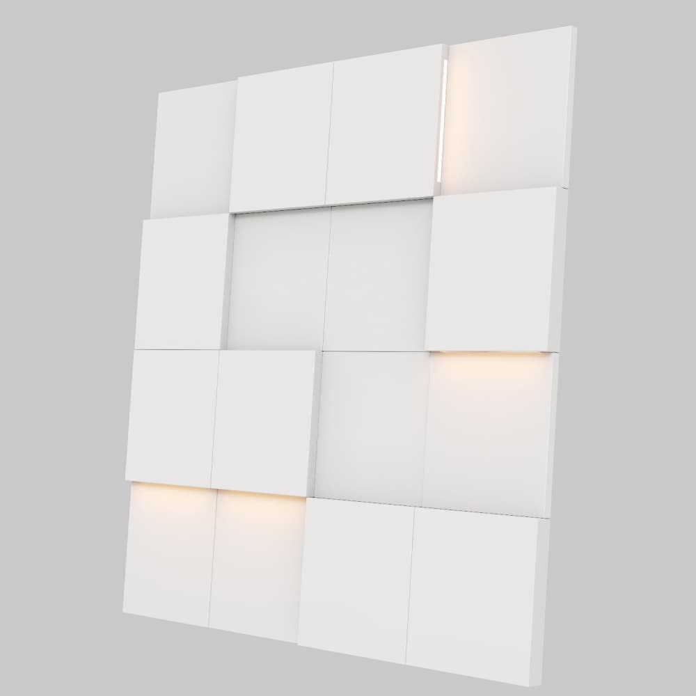 Модульная стеновая панель с 3D и LED подсветкой МИЛК / PIXEL
