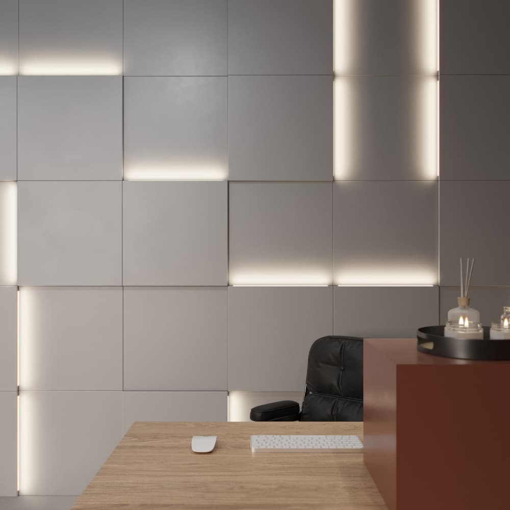Модульная стеновая панель с 3D и LED подсветкой КВАРЦ / QUADRO