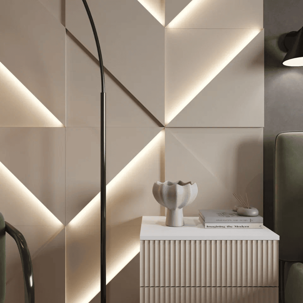 Модульная стеновая панель с 3D и LED подсветкой АМАРОК / PRIZMA