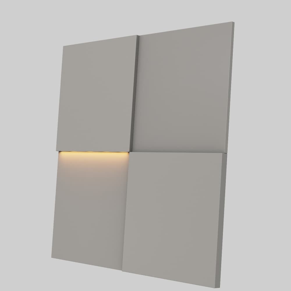 Модульная стеновая панель с 3D и LED подсветкой КВАРЦ / QUADRO