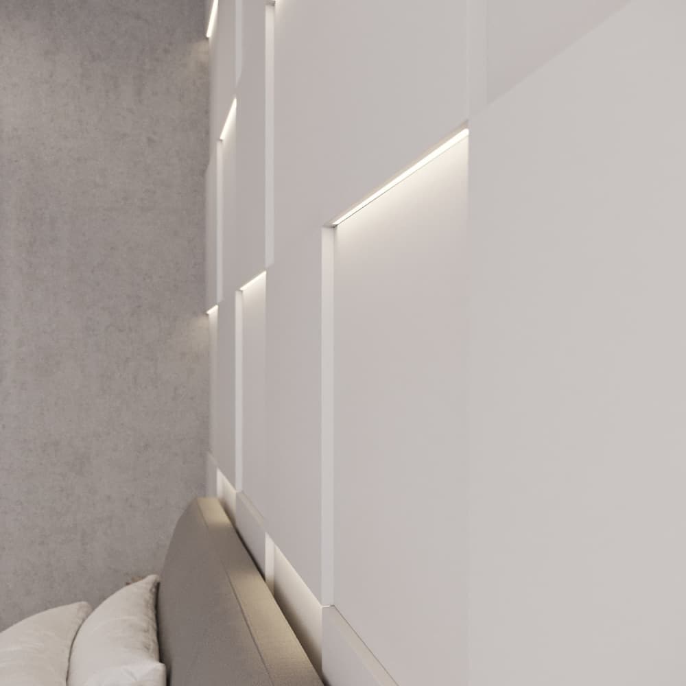 Модульная стеновая панель с 3D и LED подсветкой МИЛК / QUADRO