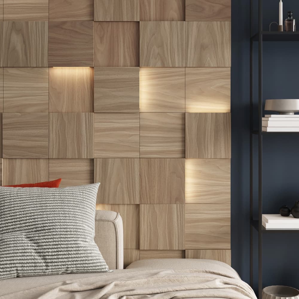 Модульная стеновая панель с 3D и LED подсветкой ОРЕХ / PIXEL