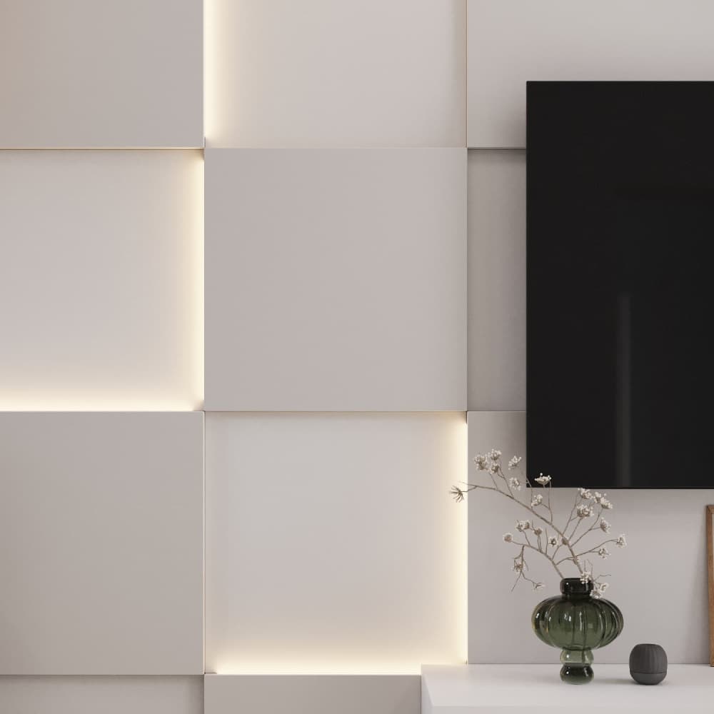 Модульная стеновая панель с 3D и LED подсветкой МИЛК / QUADRO