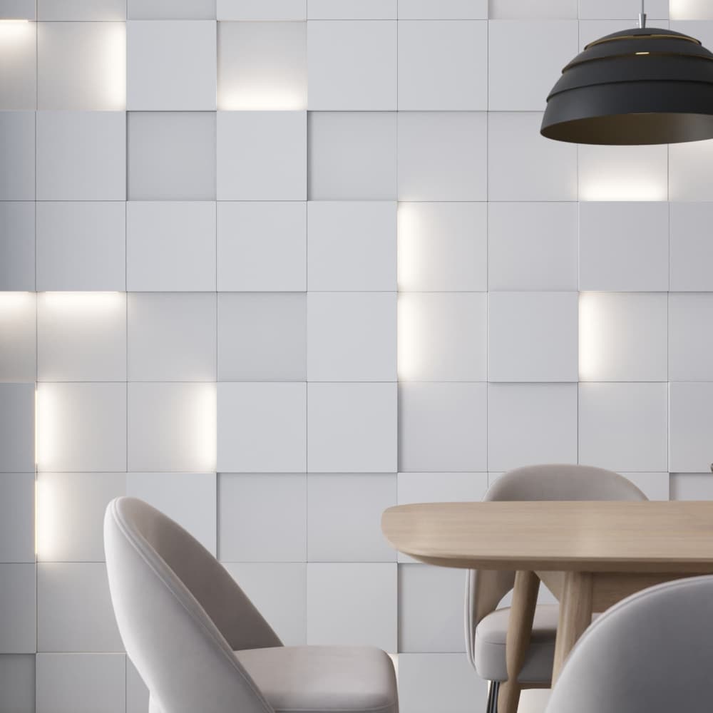 Модульная стеновая панель с 3D и LED подсветкой МИЛК / PIXEL