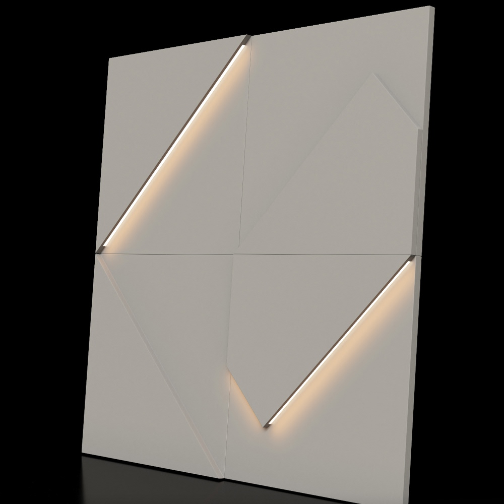 Модульная стеновая 3D панель с LED подсветкой КВАРЦ / FRACTO