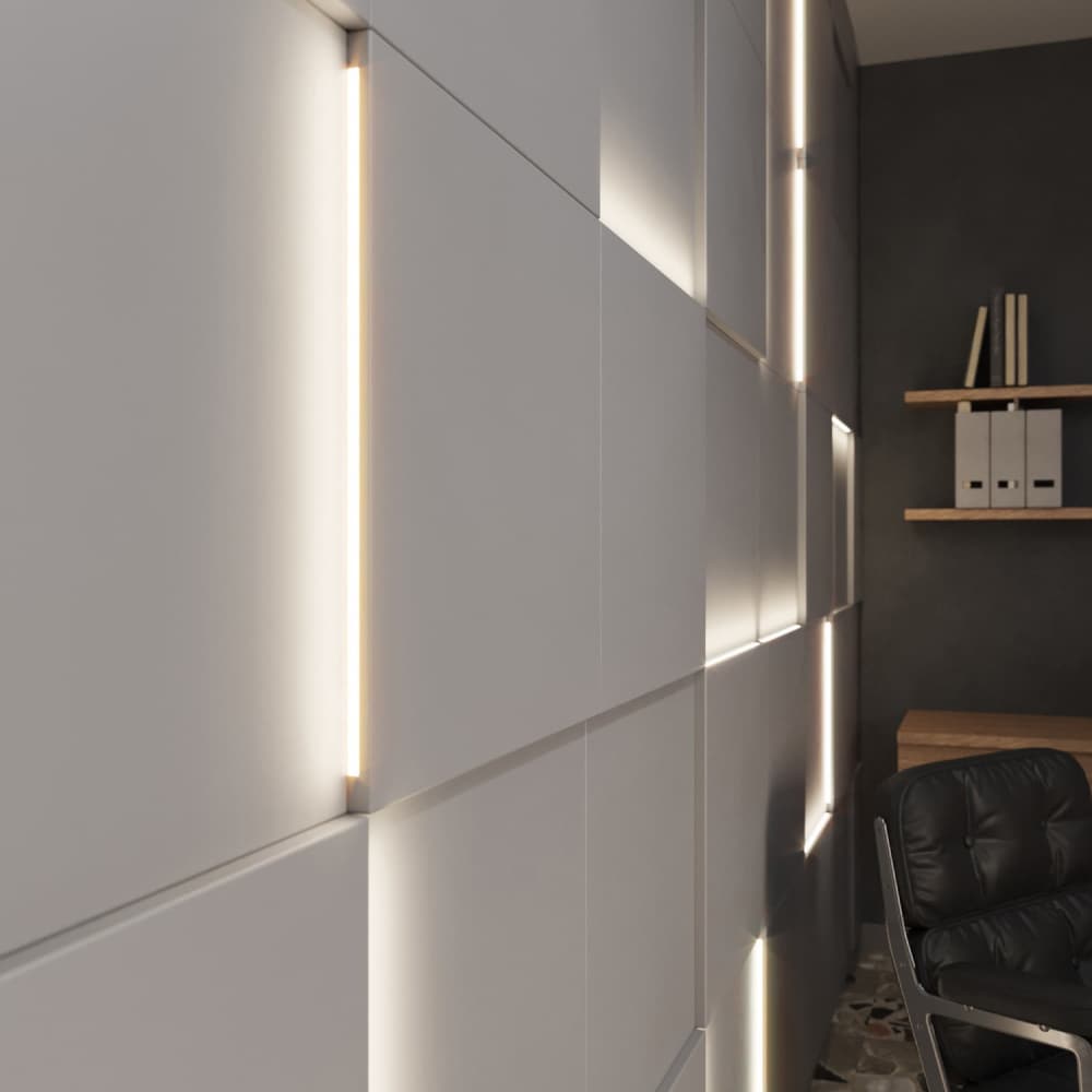 Модульная стеновая панель с 3D и LED подсветкой КВАРЦ / QUADRO