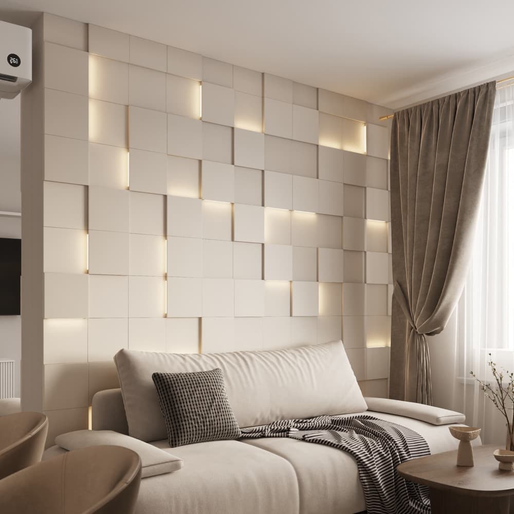 Модульная стеновая панель с 3D и LED подсветкой АМАРОК / PIXEL