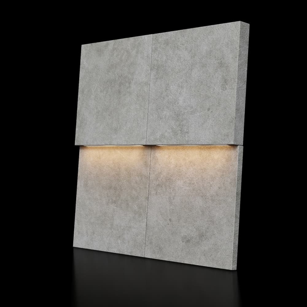 Модульная стеновая панель с 3D и LED подсветкой БЕТОН / PIXEL